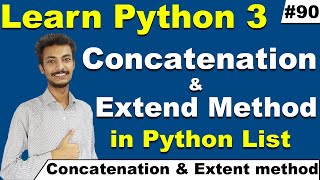 Concatenation and Extend method in Python List Hindi, Python Tutorial for beginners, Cyber Warriors