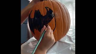Painting Batman Logo On Pumpkin 🎃