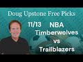 NBA Picks and Predictions – Minnesota T-Wolves vs Portland T-Blazers 11/13/24 Free Best Bets & Odds