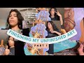 my first YouTube video! ✧ Finishing ALL of my Unfinished Art [1] ✧ art vlog