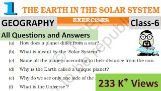 Class 6 Geography Chapter 1 exercises (The Earth in the solar system)