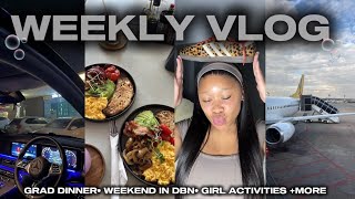 WEEKLY VLOG| GRAD DINNER|HAIR THERAPY|I RAN 5KM TWICE|NEW SNEAKERS+MORE|SOUTH AFRICAN YOUTUBER