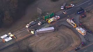 Multiple tractor-trailers collide on I-84 in Orange County, NY
