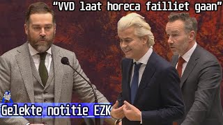 Wilders \u0026 van Haga(FvD) confronteren Dijkhoff met notitie \u0026 besmettingscijfers Horeca - Corona debat