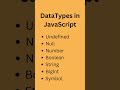 Data Types in JavaScript #shorts #youtubeshorts #javascript #code #shortvideo