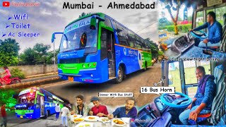 Vlog with Driver's🔥Mumbai To Ahmedabad🚌 Cabin Ride😍 || Ac Sleeper Balaji IntrCity Bus😎 Mission-1