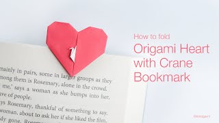 How to fold Origami Heart with Crane Bookmark (Kimigami)