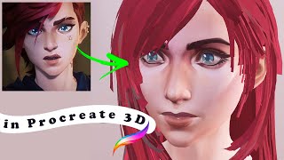 [Procreate 3D] I paint Vi's Arcane style on Tifa's 3d head model! Process and 3d tips!