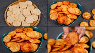 CRISPY RICE FLOUR CHIPS | QUICK \u0026 EASY CHIPS | HOME MADE RICE CHIPS RECIPE | TEA TIME SNACKS RECIPE