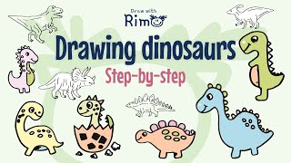 How to draw dinosaurs - Easy drawing steps for dinos - Drawing tutorials for kids & beginners