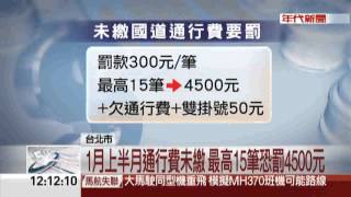 元月上半月eTag未繳 3/18起開罰300元