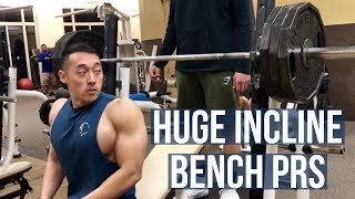 Huge Incline Bench PRS | 315LBS 1x3 | 340LBS 1x1