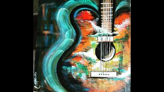 Beautiful Abstract Guitar Painting Tutorial With Acrylic Paints Step By Step For Beginners
