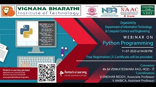 Python Programming and Practical Approach | VBIT, Hyderabad | Pantech e learning