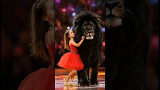 Brave Girl Performs Amazing Show with Large Lion on TV Show #americagottelent #talent #amazing #agt