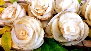 How to Make Potato Rose Flowers - Vegetable Carving Garnish - Food Decoration - Sushi Garnish