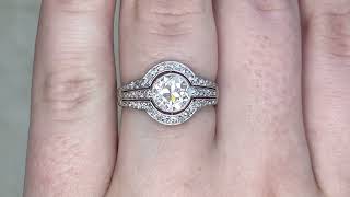 French Art Deco 1.02ct Old European Cut Diamond Halo Engagement Ring - Lynton Ring - Hand Video