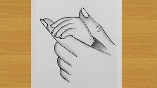 Baby holding mother's finger drawing || pencil sketch||Gali Gali Art ||