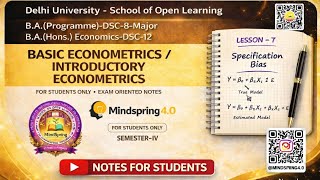 Lesson-7 Specification Bias | Basic Econometrics Semester-4 One shot
