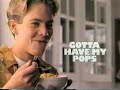 paul walker 1990 kellog s corn pops cereal commercial