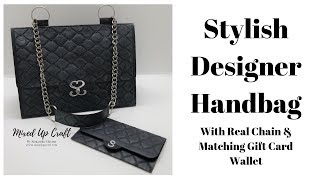 Stylish Designer Handbag 'Chanel' Inspired | Leather Look Gift Bag With Metal Chain Handle