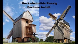 Bockwindmühle in Betrieb . Mühle Plossig Sachsen Anhalt