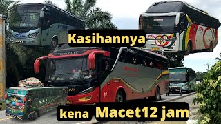 MACET DARI MALAM SAMPE SIANG. BUS BUS TUJUAN MEDAN INI TERKENA  MACET DI PERBATASAN RIAU- SUMUT.