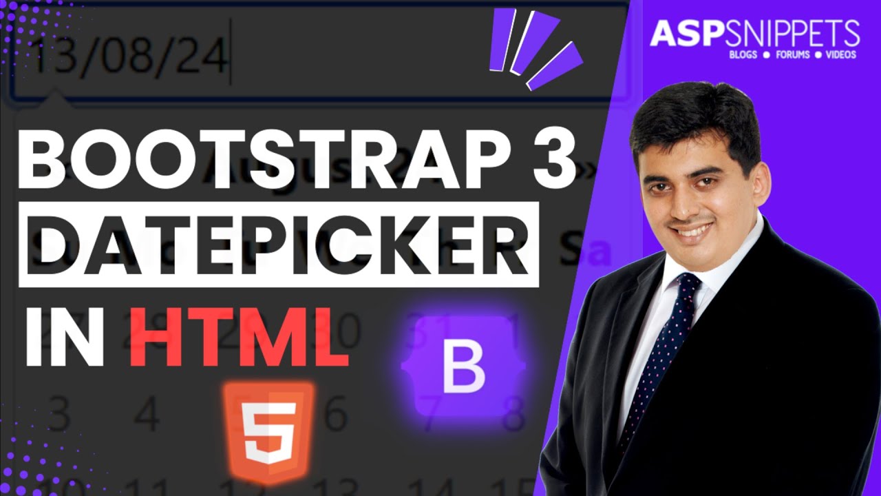 Implement Bootstrap 3 Datepicker In Html Youtube