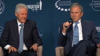 Bill Clinton, George W. Bush laugh and jab at one another
