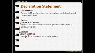 DIM Statement - Explicit Variable Declaration in QBASIC