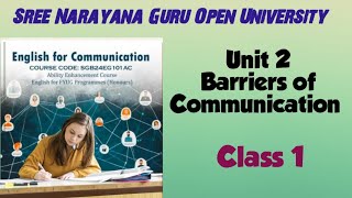 SNGOU-First semester -ENGLISH for Communication - Unit 2 -Barriers of Communication