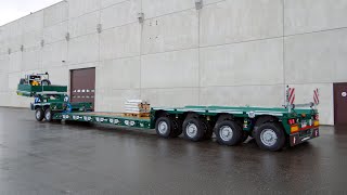 Faymonville - VarioMAX lowbed trailer w/ 8000mm loading platform length \u0026 excavator through