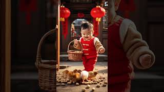 Joyful Baby Celebrating Chinese New Year