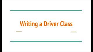 What is a "Driver" Class in Java?