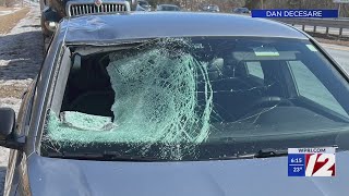 RI State Police investigating after ice crashes through man's windshield