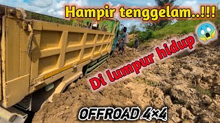 Muat sedikit saja tenggelam…!!! Apalagi full..?? Truk offroad di Jl. Bendungan (SP 1)