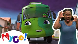 Halloween Wheels on the Bus | MyGo! Sign Language For Kids | Lellobee Kids Songs