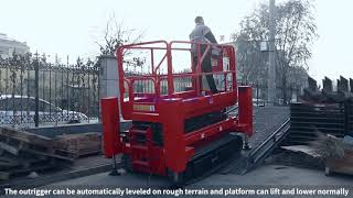 Rough Terrain Work and Outrigger Automatic Leveling Function Display of Crawler Scissor Lift