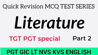 TGT PGT ENGLISH || MCQs in literature || Important MCQs ||