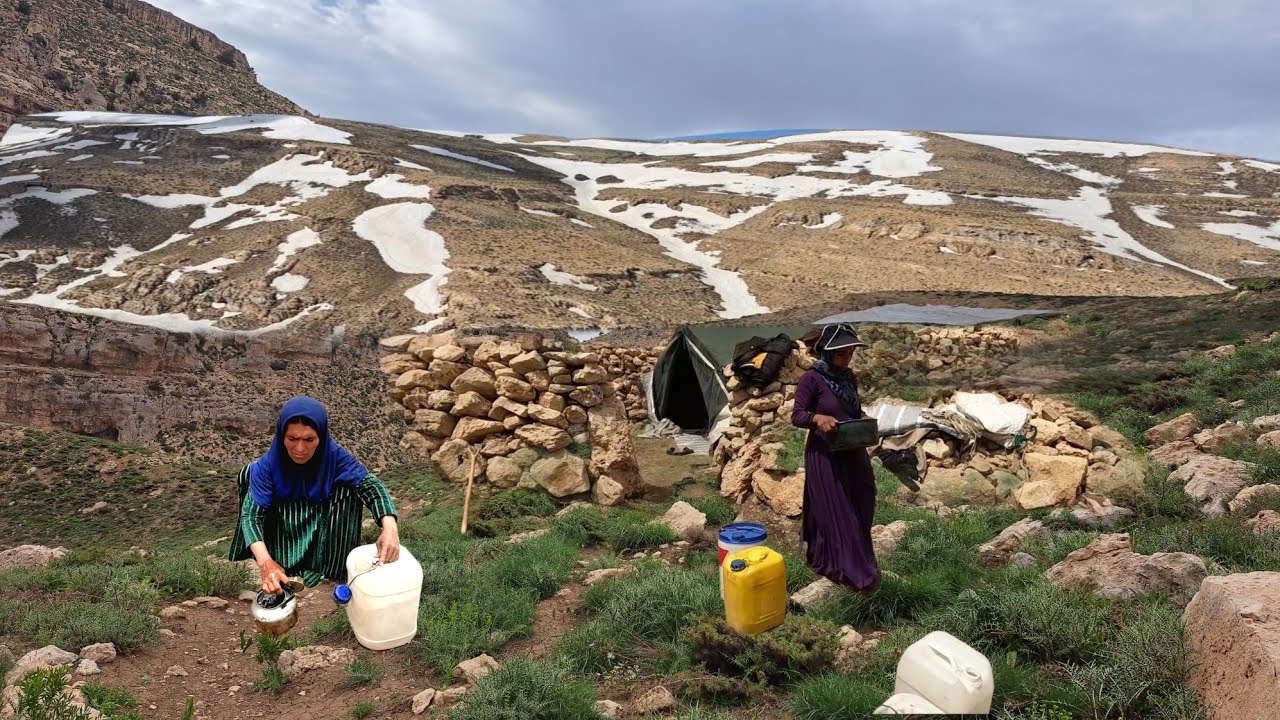 A Routine Day For Mashk Family In The Snowy Mountains Nomadic