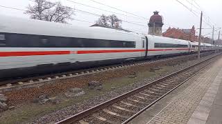 Zugfahrten im Bahnhof Rathenow am 11.11.2024. FLIXTRAIN, ICE langsame Fahrt und SETG Holzzug.