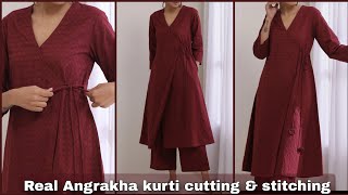 Real Angrakha kurti cutting and stitching/ ये तरीका कोई नहीं बताएगा।