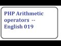 PHP  Arithmetic operators-- english-vlr training