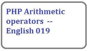 PHP Arithmetic operators-- english-vlr training