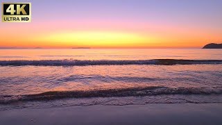 【夕日と波の音】福間海岸の美しい夕日と波の音に癒される60分 4k映像 Soothing relaxation