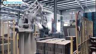 Automatic paper cardboard carton box robot hand palletizing machine palletizer equipment