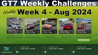 GT7 Weekly Challenges Week 4 Aug 2024 +Tunes/Car Setup. 1.4m credits in 1 hour Gran Turismo 7 on PS5