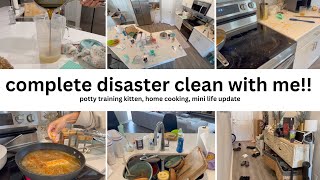 COMPLETE DISASTER CLEAN WITH ME // POTTY TRAINING KITTEN // COOKING FROM SRATCH // Jessica Tull