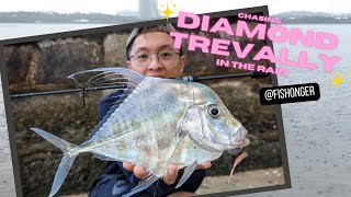 Chasing Diamond Trevally in the RAIN (Almost lost the fish!)