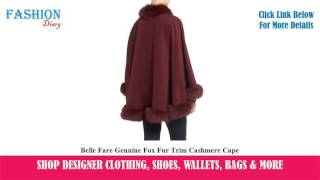 ★★★ Belle Fare Genuine Fox Fur Trim Cashmere Cape ★★★